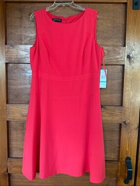 Jones New York Red Sleeveless Midi A-Line Dress